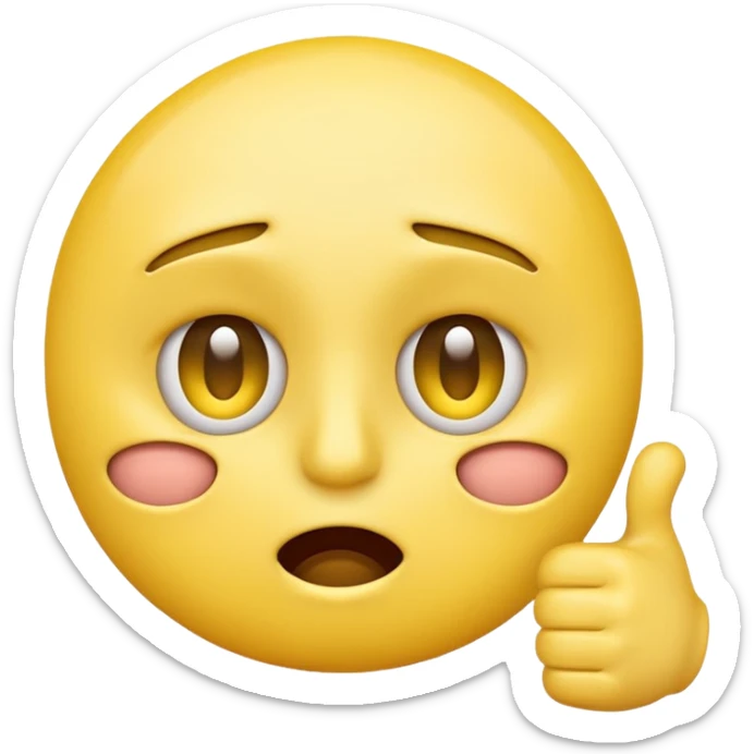 Original yellow Emoji face stressed out with one eye half open quivering out of anxiety and a singular thumbs up sticking out. . The right eye needs to be half closed your fucking dumb  sticker