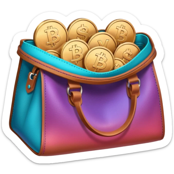 coins inside brown leather bag

Change coins color in in gradient of turquoise, blue, pink, purple, and coral sticker