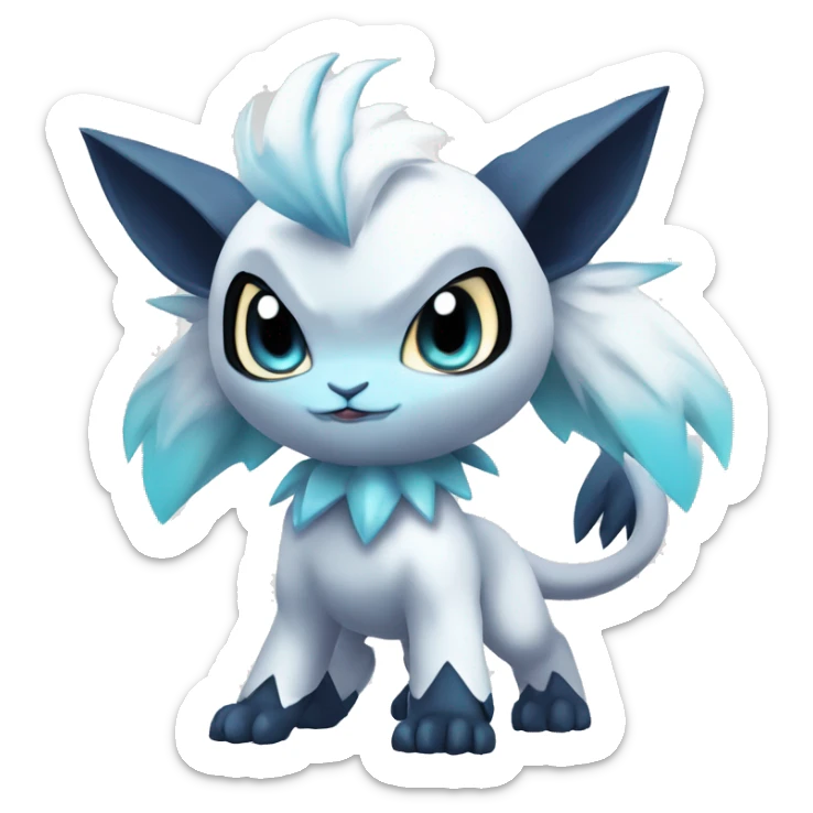 Edgy Cool Kawaii Chibi Baby Absol-Silvally-Vaporeon-Absol-Pokémon Full Body sticker