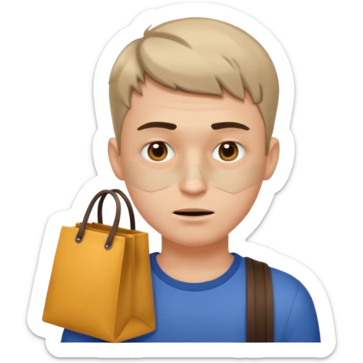 a fair-haired guy with a short haircut, abrasions on his face and bags under his eyes sticker