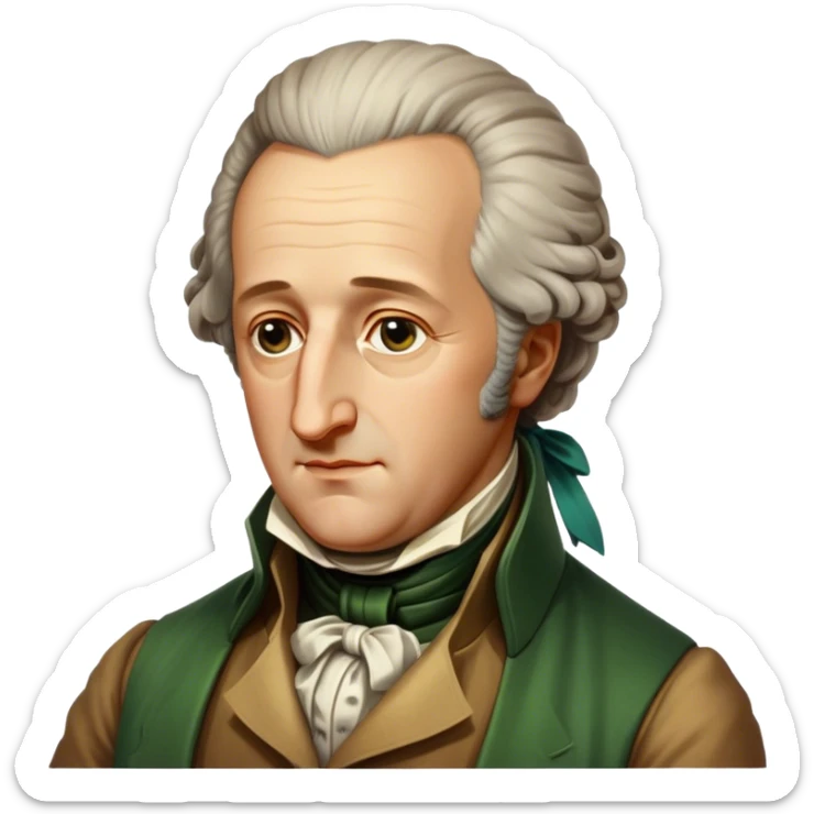 Cinematic Realistic Johann Wolfgang von Goethe Portrait Emoji, depicted as an intellectual literary giant with a thoughtful gaze and refined attire, rendered with detailed textures and warm classical lighting that captures his enduring literary influence. sticker