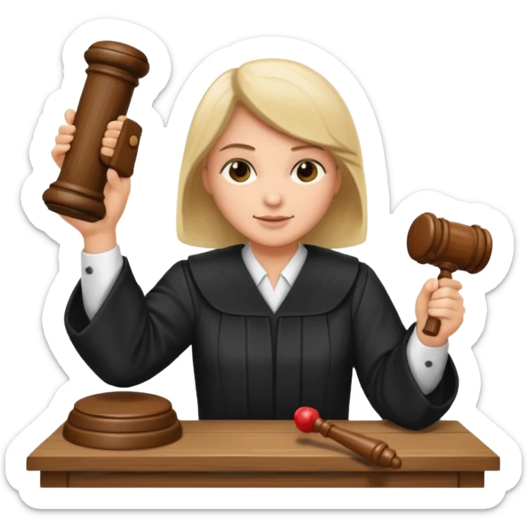 draw an emoji of a judge banging a gavel on the table  sticker