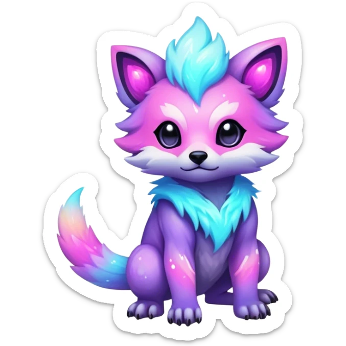 Epic Edgy Cute Colorful Vibrant Sparkly  Shony Pastel Nebula Modern Vernid-Protogen-creature-animal, full body sticker