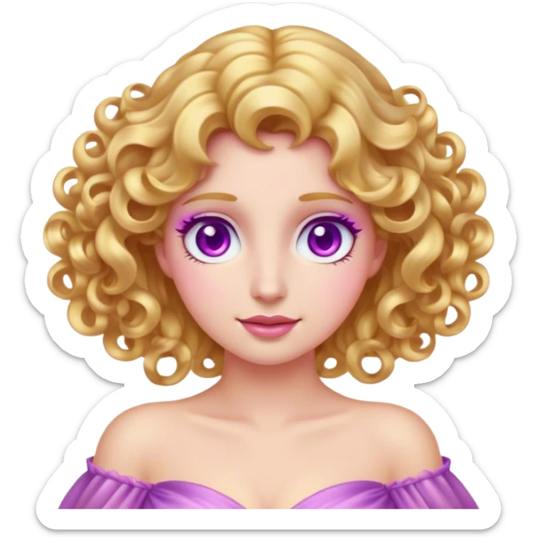 Cinematic Stunning Aurora Portrait Emoji, Ethereal in her flowing pink gown, golden curls shimmering, soft violet eyes filled with serenity, an enchanting glow surrounding her, capturing the beauty of a princess lost in a dream! sticker