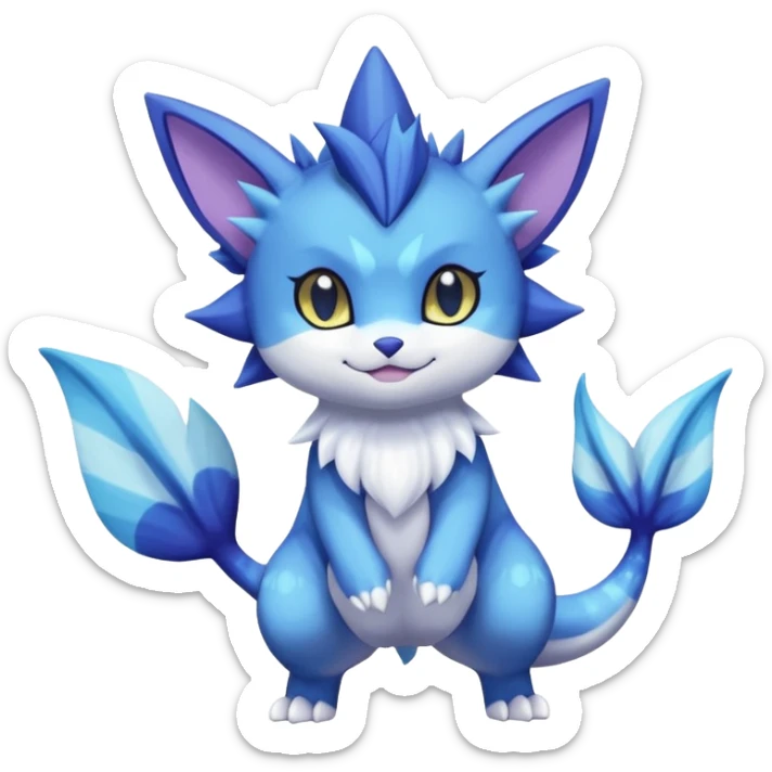 Vaporeon-Purrloin-Meowstic-Fakémon-hybrid-creature (full body)  sticker