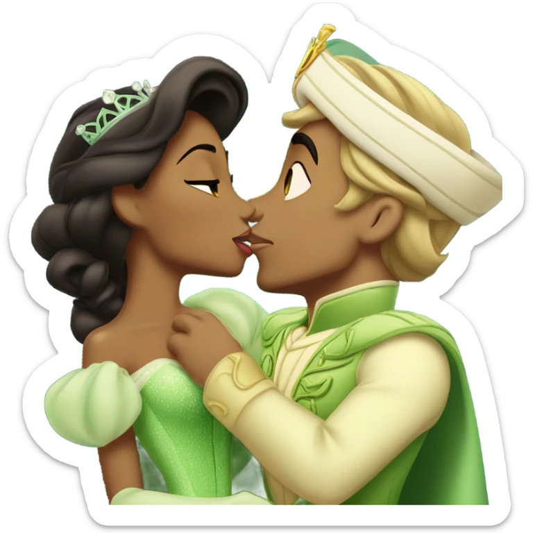 Princess Tiana kissing Prince Naveen sticker