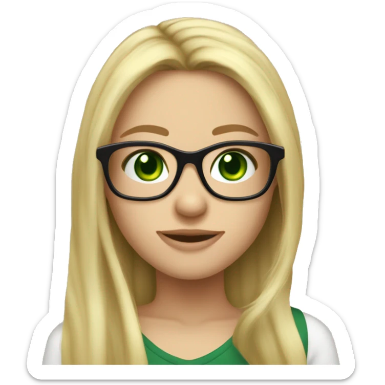 blond long hair girl with black framed glasses slavic face and green eyes smiling  sticker