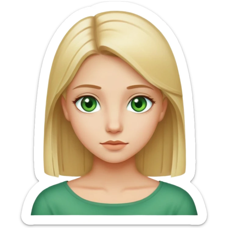 Blond girl with straight hair till shounders and green eyes sticker
