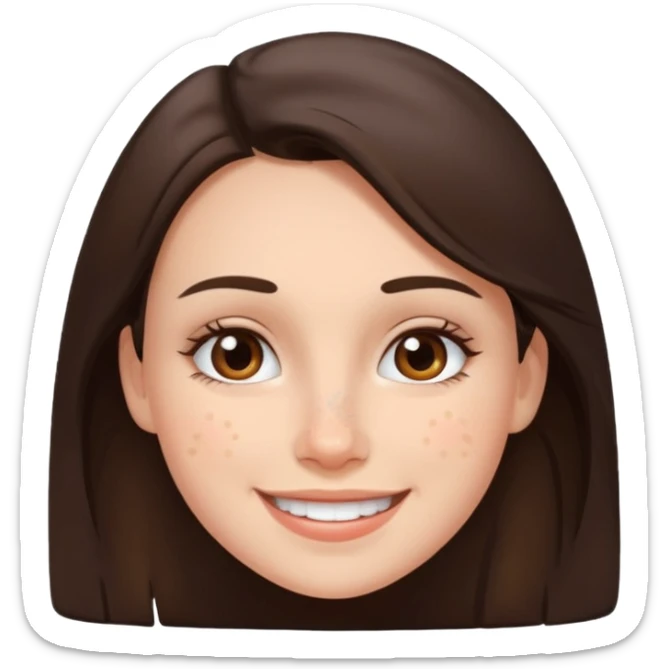 brunette with lots and lots of pimples on her cheek and forehead, still smiling sticker