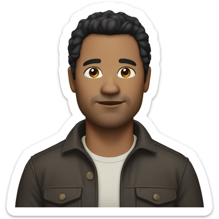 45 year old man with black hair brown skin no moustache sticker