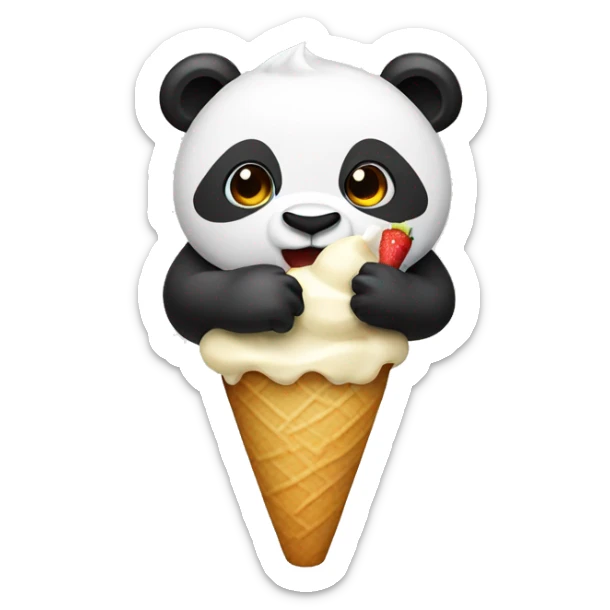Panda eating ice cream sticker