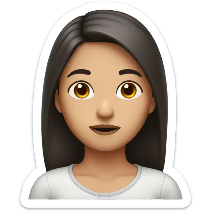 Girl with dark brown hair and dark brown eyes confused sticker