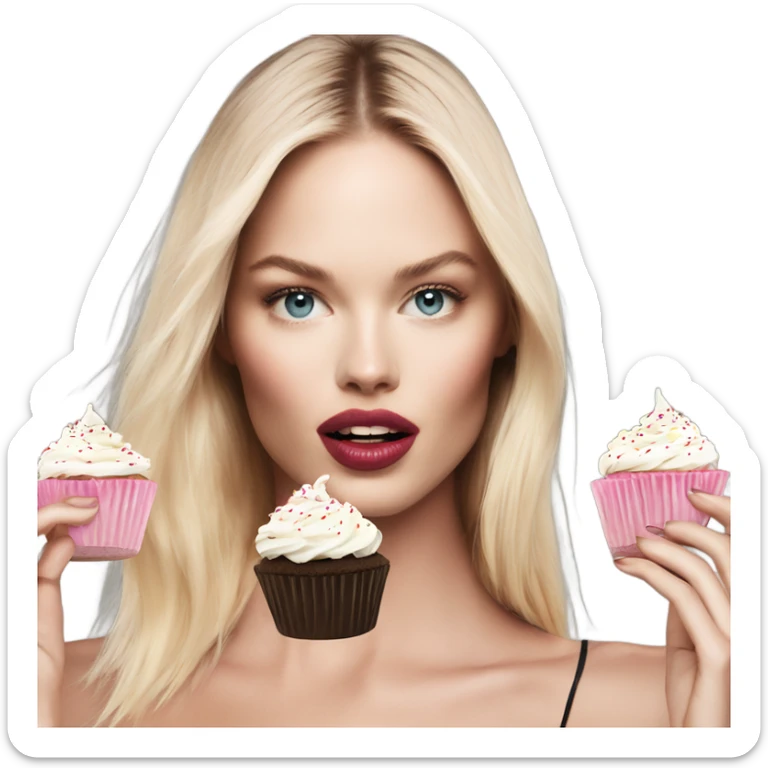 Photo of pale Victoria secret model making cupcakes sticker