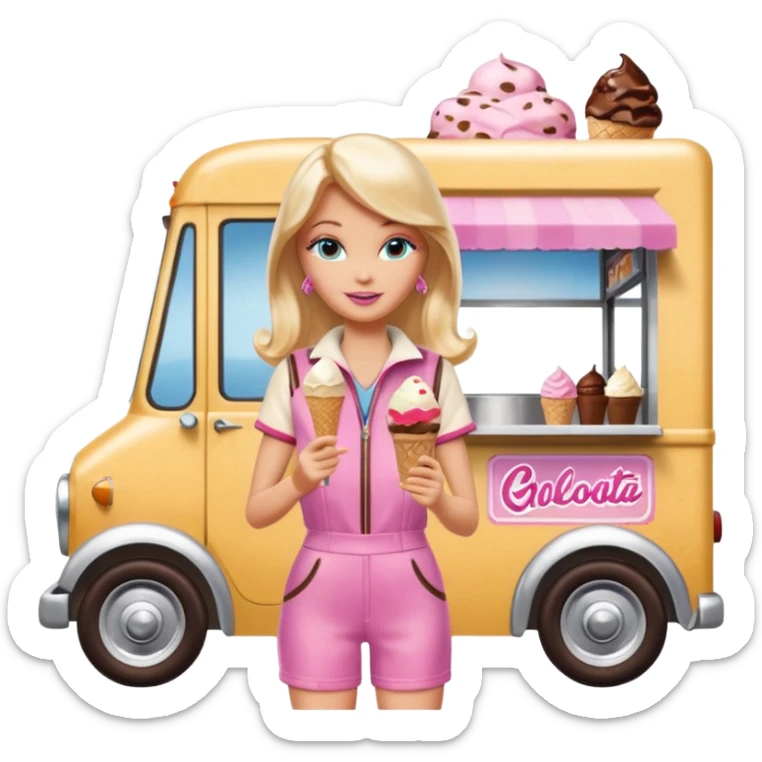 Barbie’s 4wd 1927 racing ice cream with chocolate dream house food truck  sticker