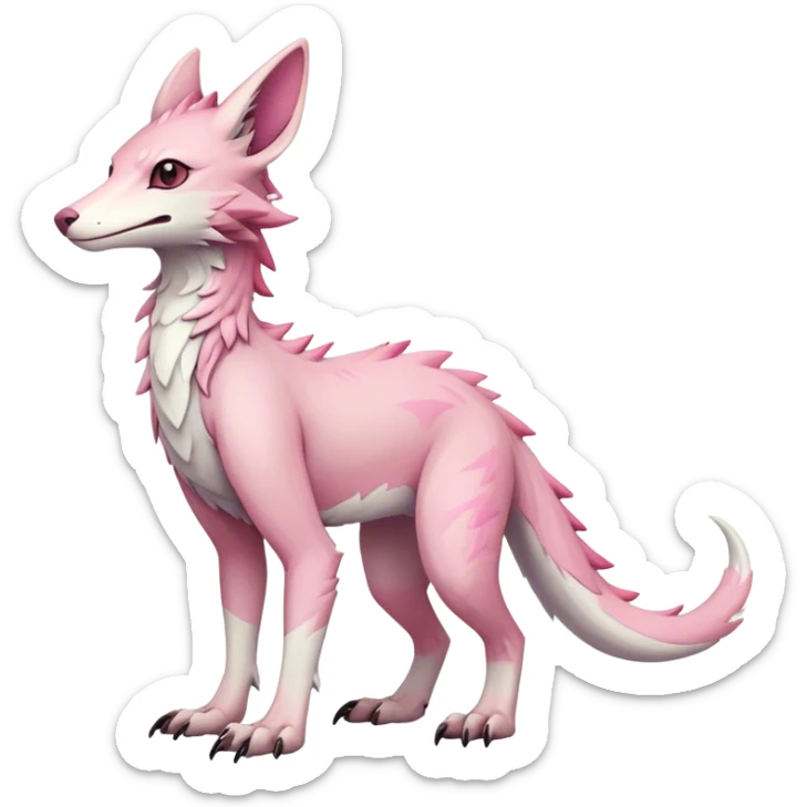 Feral Rare Fantasy cute pastel pink Vernid-Sergal-Trico-species by LiLaiRa, markings, full body, 4 legs sticker