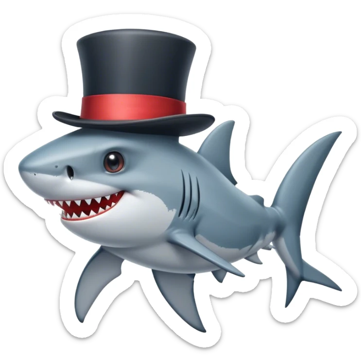 Shark with a top hat sticker