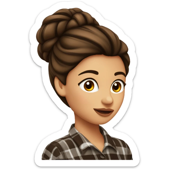 Femme latine avec chignon cheveux marrons foncé yeux marron foncé buvant un chocolat sous un plaid  sticker