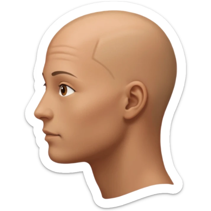 the profiile of a face with no hair, looking completely to the rifht sticker
