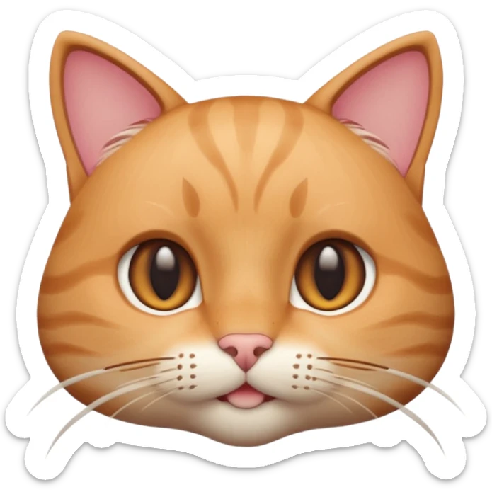 A 3D cartoon close-up of a cat’s face showing detailed whiskers, soft fur texture, warm lighting, shallow depth of field, realistic Memoji-style rendering. sticker
