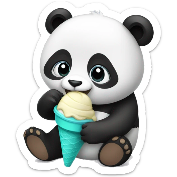Panda eating ice cream sticker