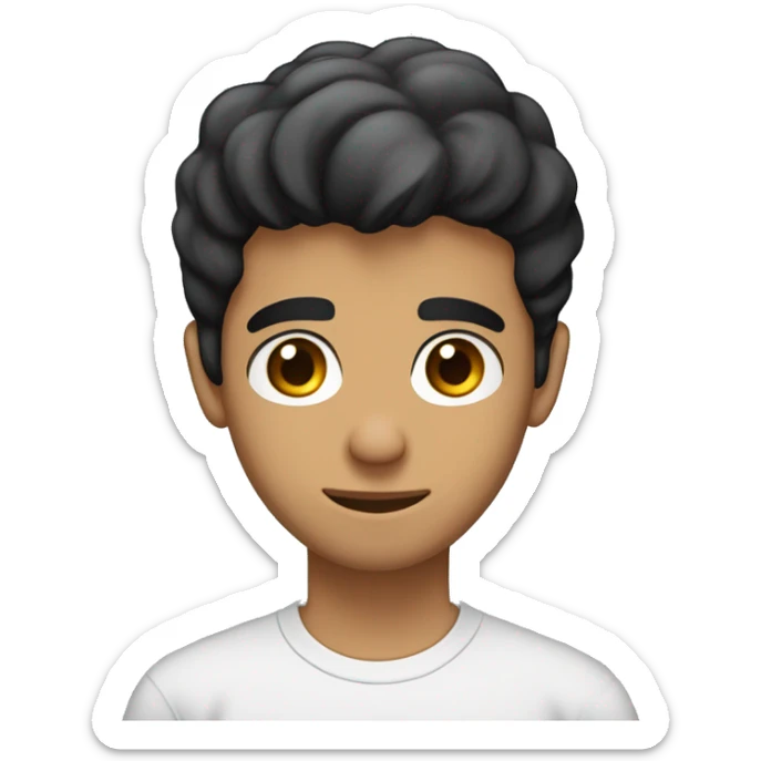 A 22 year old, Middle Eastern man, with short black hair, with none facial hair,   with brown eyes wearing a t-shirt. sticker