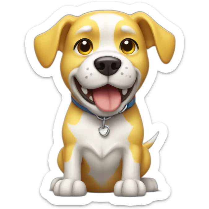 yellow and white dog with muscles and thumbs up showing the whole body sticker
