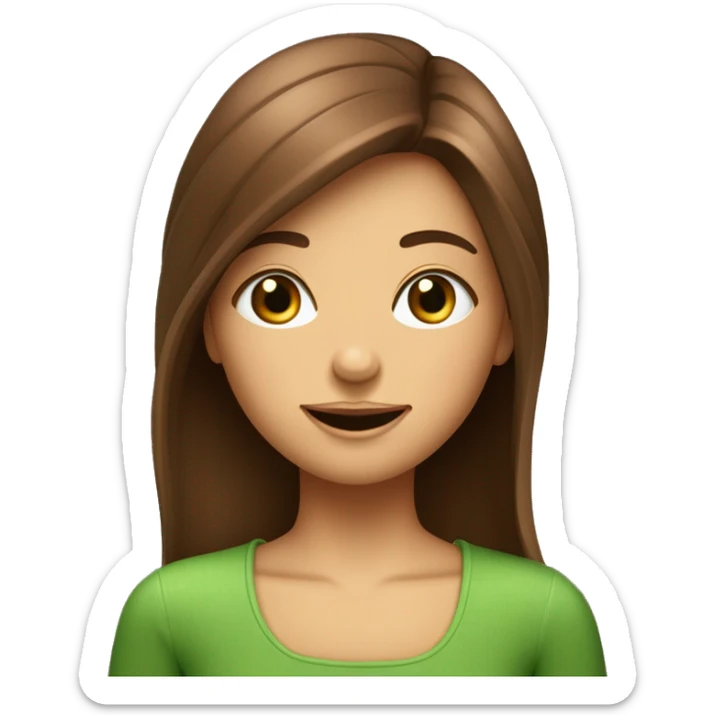  Fille avec des yeux verts et des cheveux marrons et avec un grin de beauté sur le côté droit du dessus de la lèvre  sticker