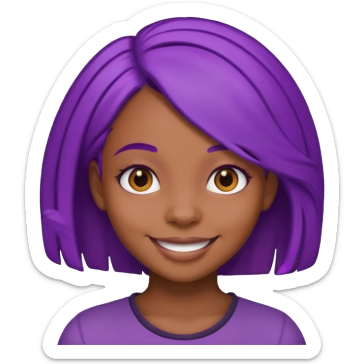 nerd emoji but it’s a black girl with purple hair sticker