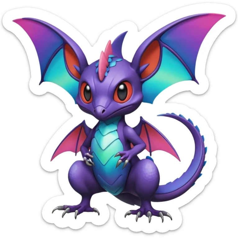  exotic tropical cyber-Noivern-Stitch-Noibat-Trico-Fakémon-Pokémon-Vernid-creature sticker
