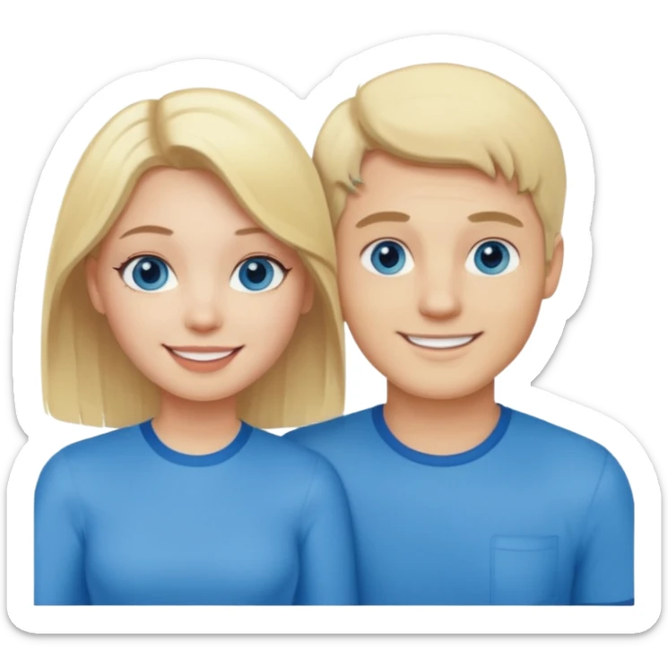 polaroid photo of a couple thats white with Blonde hair for the guy and blue eyes, sticker