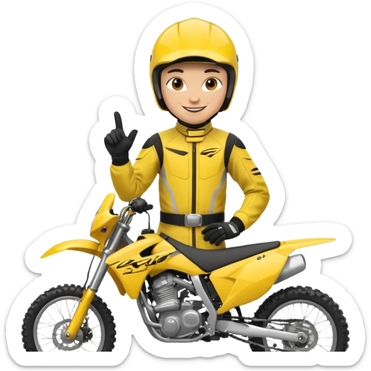 dirtbike rider in yellow gear signing autographs sticker