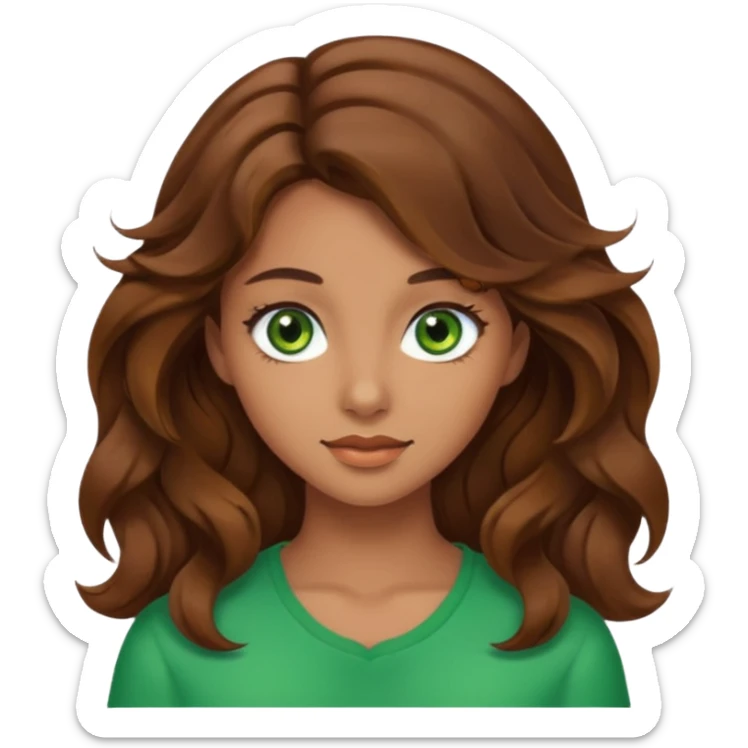 A pretty girl with tan skin and brown wavy hair sticker
