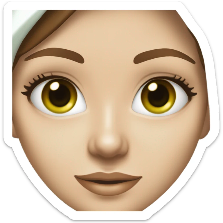 White girl with Brown hair and blue eyes wears a Green colored skincare clay textured mask and puts on cucumbers around her eyes while She relaxes in her white Robe sticker