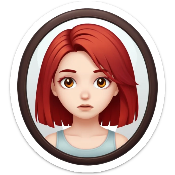 girl with bad hair dye brown eyes and pale skin looking in the mirror sticker