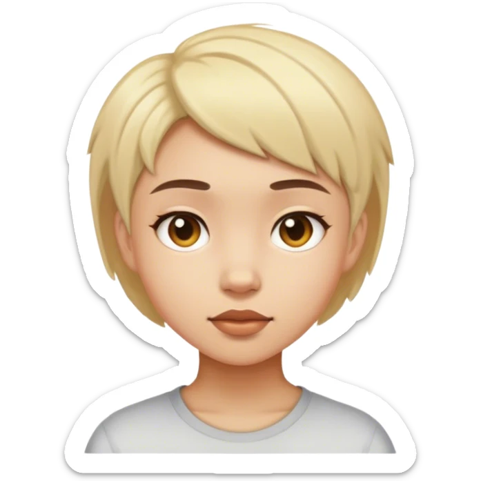 realistic portrait of girl with boys hair  sticker