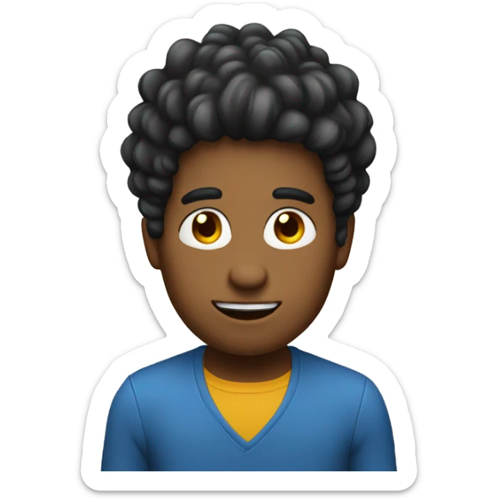 a round bluecharacter with hair sticker