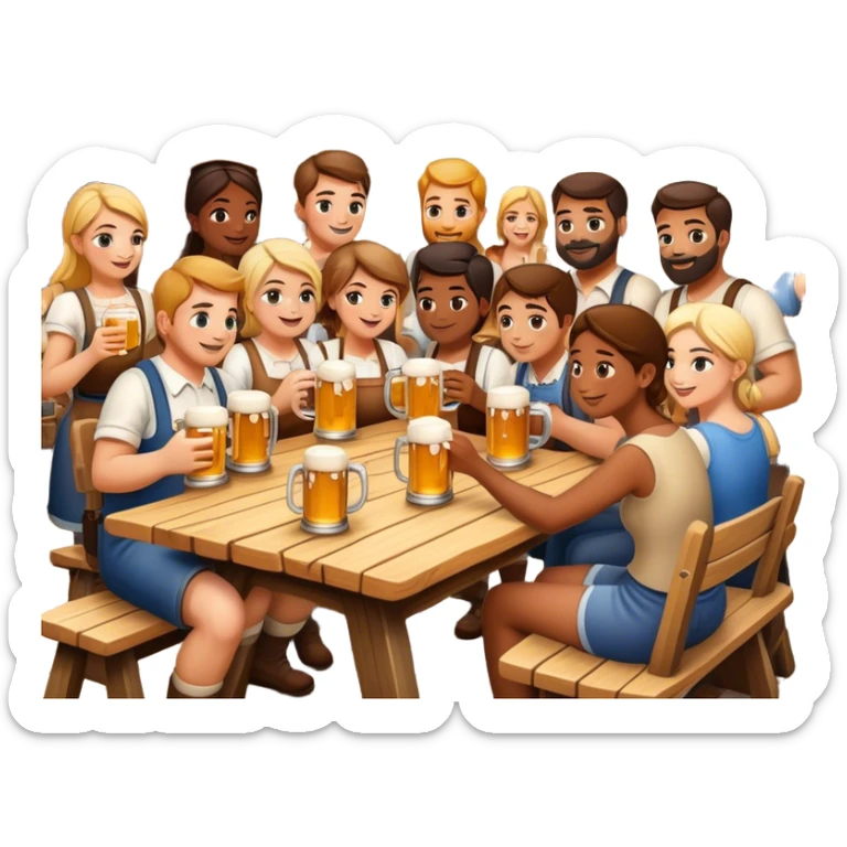 Cinematic Realistic Biergarten Pop Culture Emoji, showcasing a charming outdoor beer garden scene rendered with rustic details and inviting, soft lighting. sticker