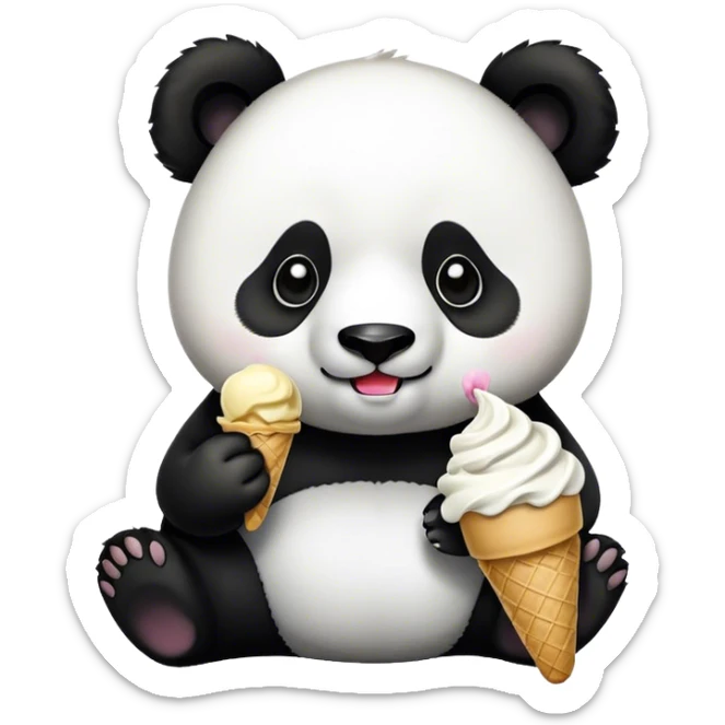Panda eating ice cream sticker