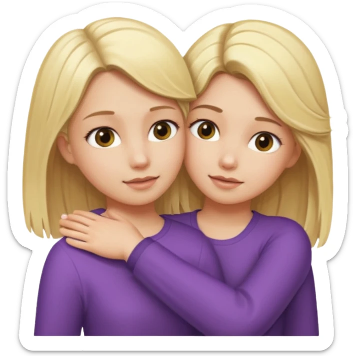 Blonde girl grabbing another girls hair. The blond girl is tightly grabbing it sticker