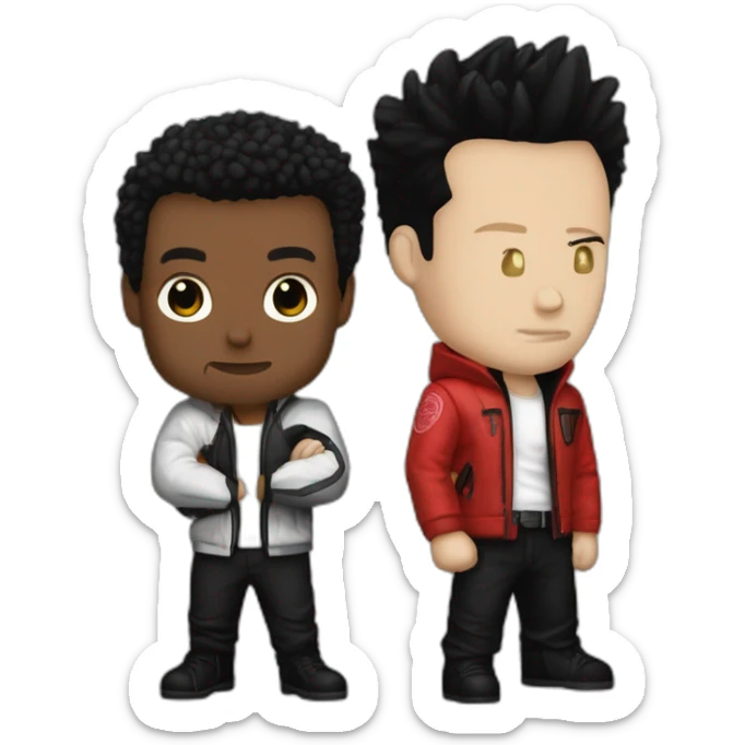fight club the narator and tyler from fight club (white) tyler (red jacket) narator (black costume) sticker