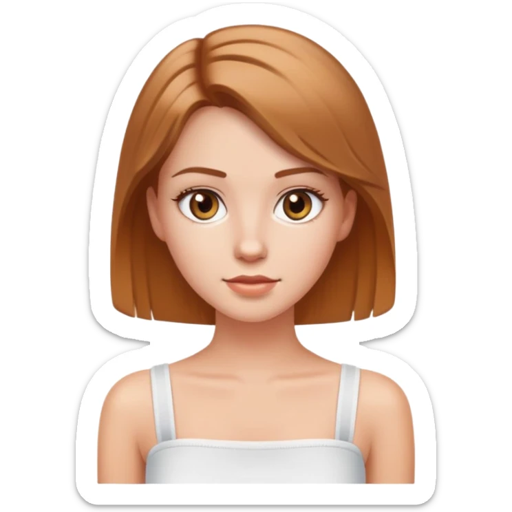 Pretty white girl with light brown hair and hazel eyes wearing a white tube top sticker