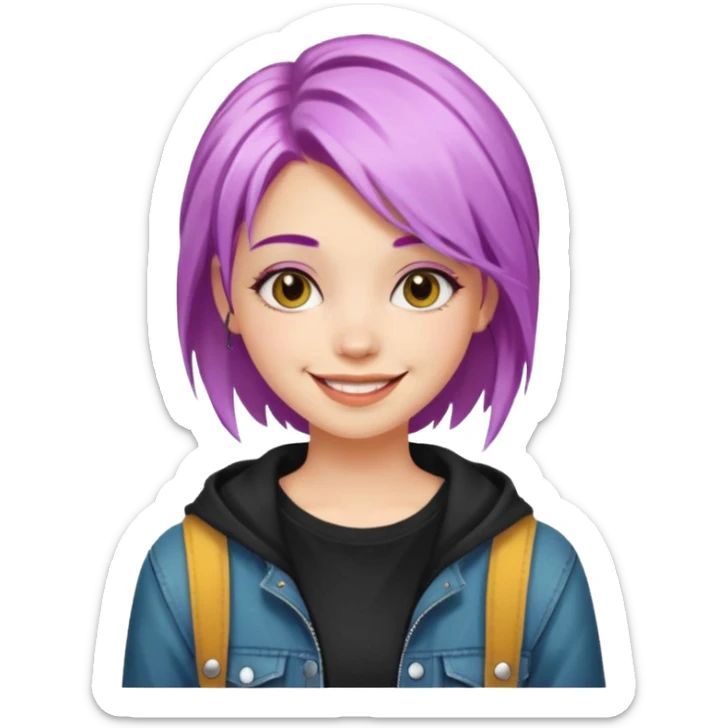stylish teen girl and dyed her hair, grunge outfit sticker