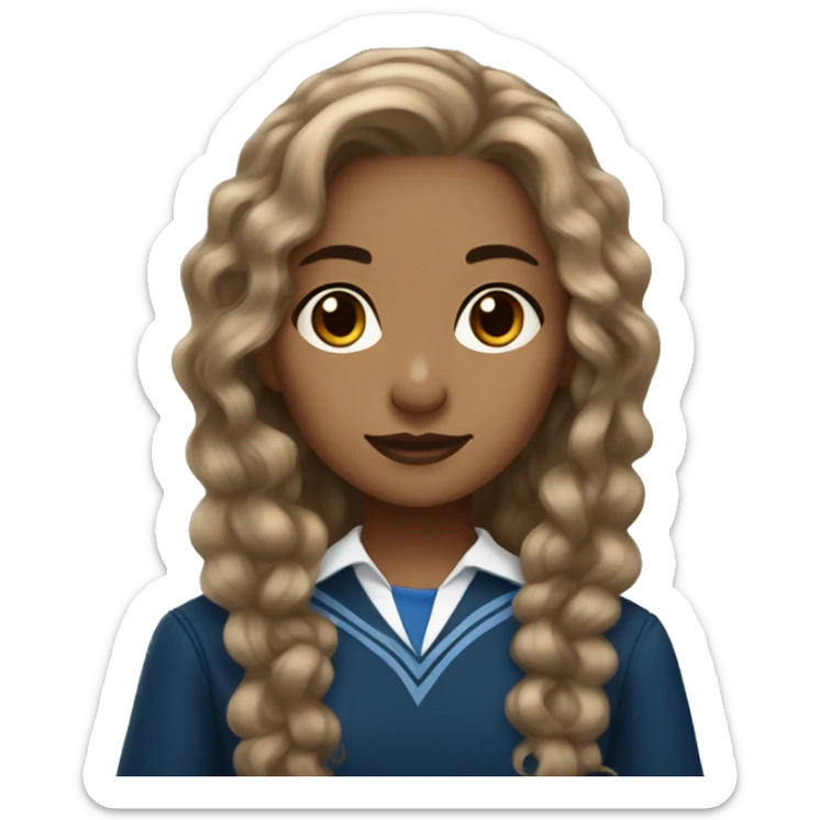 Ravenclaw girl wavy hair very light brown skin sticker