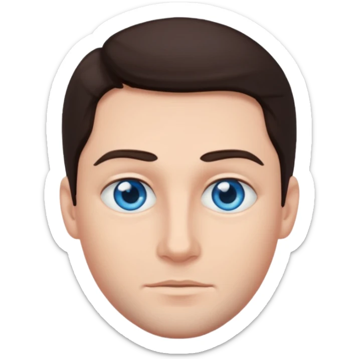 homme yeux bleu azur cheveux brun foncé sticker