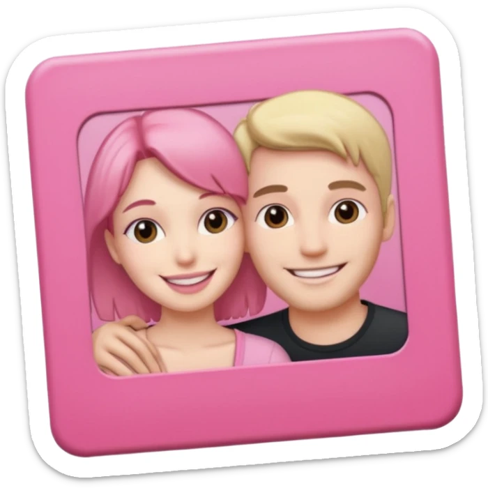 pink polaroid photo of a couple sticker