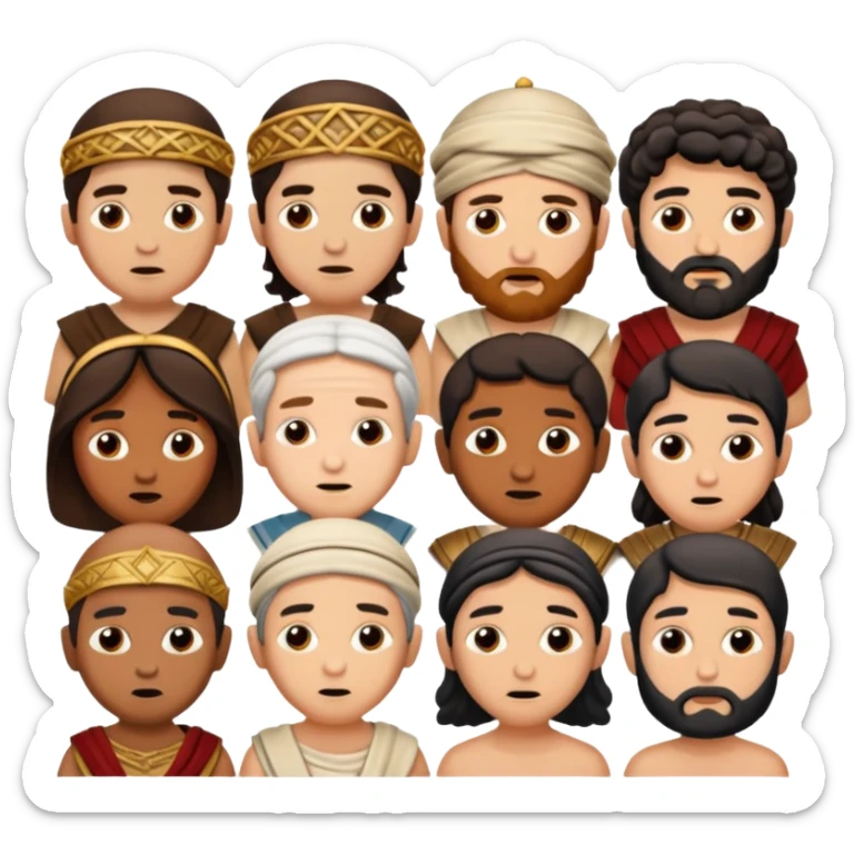 WIl je groep mensen, paar mensen in joods leven in roman tijd. 
Ze kijken niet blij sticker