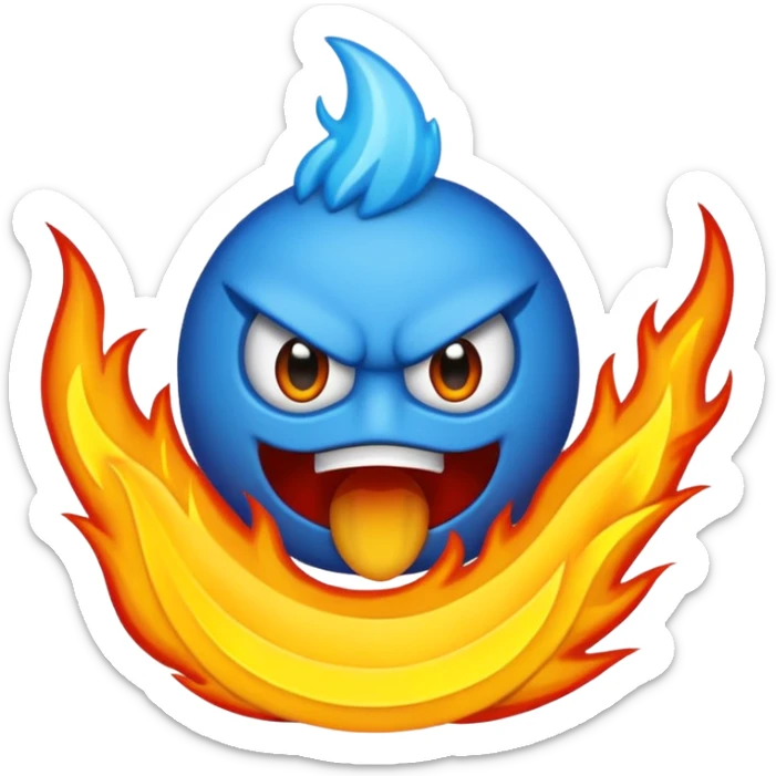 Rayos, centellas y fuego con expresiones de furia extrema azul sticker