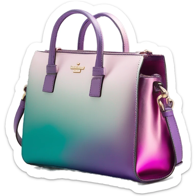 Realistic metallic teal purple pink ombre Kate Spade satchel purse without strap. sticker