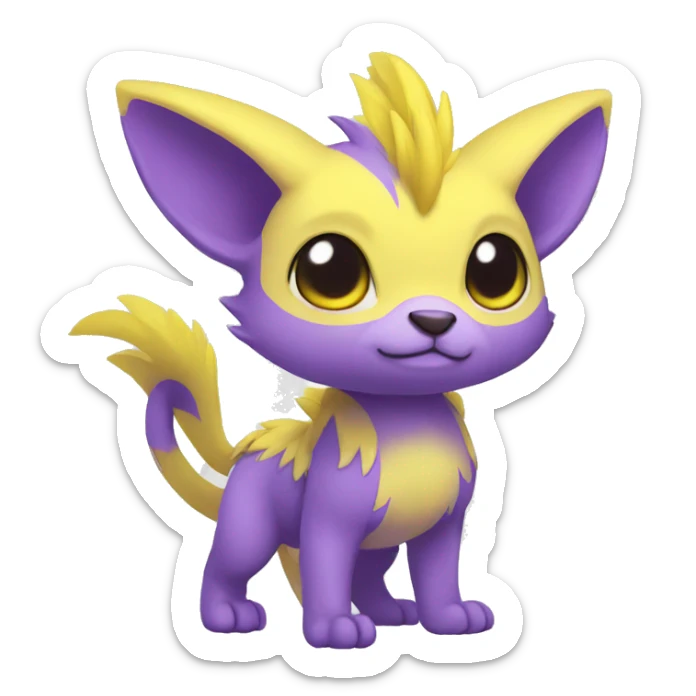 Cute cool purple yellow animal hybrid Fakemon full body sticker