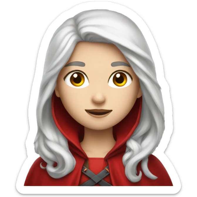 The white girl with white hair in the red cape and red hood. sticker